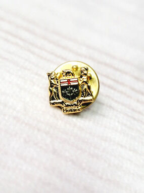 Vintage Ontario Canada Crest - Coat Of Arms Shield - Lapel Hat Pin